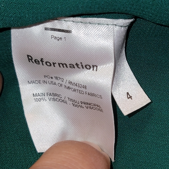 Women Reformation Emerald  Julliette Spaghetti Strap Sweet Heart Slit Dress 4 - Picture 9 of 13